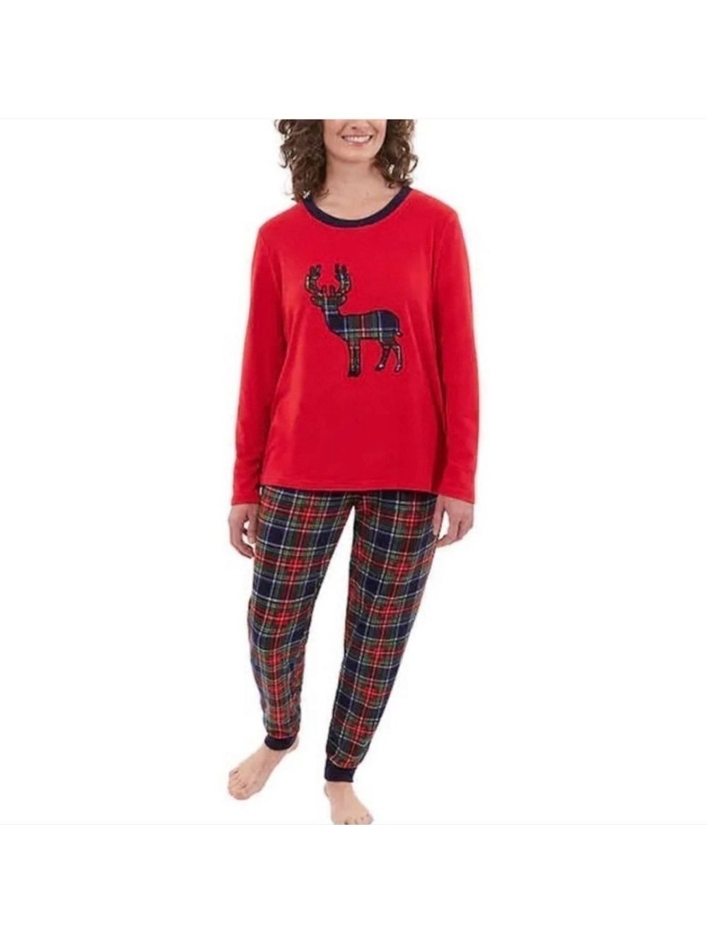 Eddie Bauer Red Top with Plaid Pajama Pants